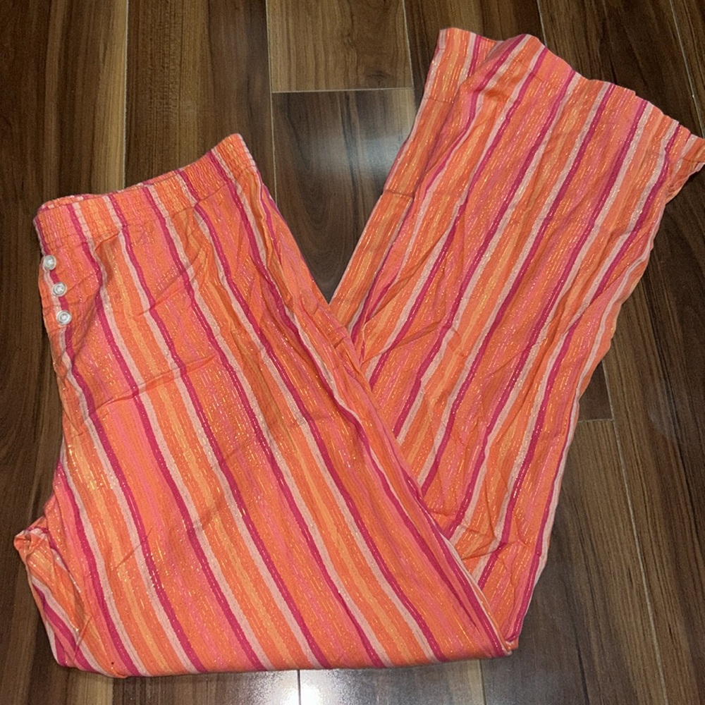 Small Old Navy 97% cotton orange pink gold sparkle pajama sleep pants